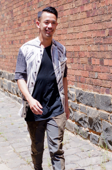 Fitzroy: Jude Ng, Designer, laneway just off Johnson St. "Gender neutral aesthetic is a key element in a modern and versatile wardrobe."