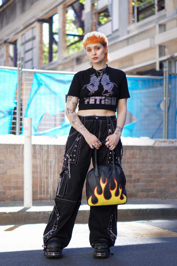 Melbourne: Taylor Medwin, Body Piercer, A'Beckett St. "My look is what you get when a goth punk from a small town gets released into th ebig city." Photo: Hannah Guyer