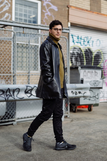 VIC: Alessandro, Urban Planner, Brunswick East. “My style is inspired heavily by the weather. It’s currently very cold so I wore a turtleneck to cover my neck. Genius."