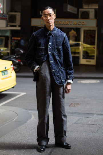 Vic: Davy Zhu, Company Director, Little Collins St."I'm wearing 1940's work wear." Photo: Zoe Kostoupoulos