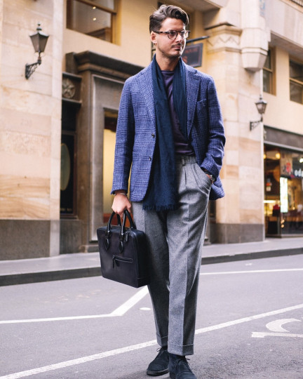 Melbourne: Steve, Blogger & Retailer, "Loving the Tweed. Paired with my grail bag" Photo: Steve Calder.