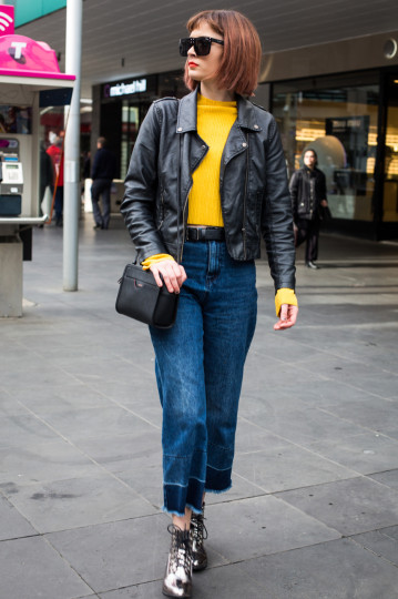 VIC: Rachel Jones, hairdresser, Bourke St Mall, Melbourne. “Quirky, colour block, fashion ‘don’ts’ and make them work.” Photo: Zoe Kostopoulos