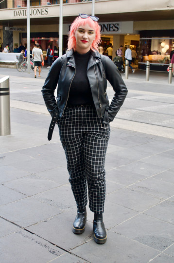 Melbourne: Wynona Stock, Photographer, Bourke St Mall. "Work appropriate while still showing my creative side."