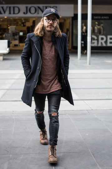 VIC: Ky House, designer, Bourke St Mall. “High end homeless is the new black.” Photo: Zoe Kostopoulos