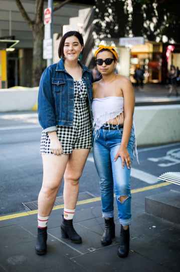 VIC: Kate Woiwad (L), Student & Dharma Fletcher (R), Waitress, Swanston St, Melbourne. Photo: Zoe Kostopoulos