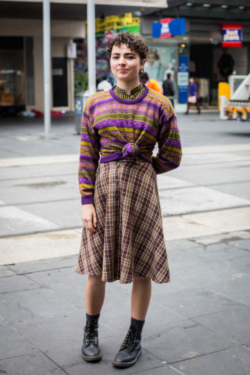 Vic: Lydia Connolly-Hiatt, freelance dancer, Bourke St, Melbourne. "I wear how I feel on the inside, whether its femme, masculine, or crazy, whatever." Photo: Zoe Kostopoulos