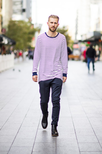 SA: Benjamin Potter, teacher, Rundle Mall. “I like a smart look with a touch of rock.” Photo: Eli Francis
