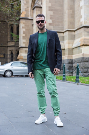 VIC: Luis Conticelli, Flinders Lane, Melbourne. “I like high quality, casual styles.” Photo: Libby Matson