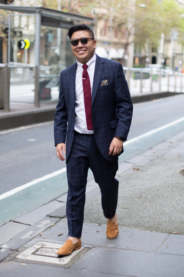 VIC: Johnny Li, IT and founder of Dappertude, Collins St. "A mix of Italian and British styling." Photo: Zoe Kostopoulos