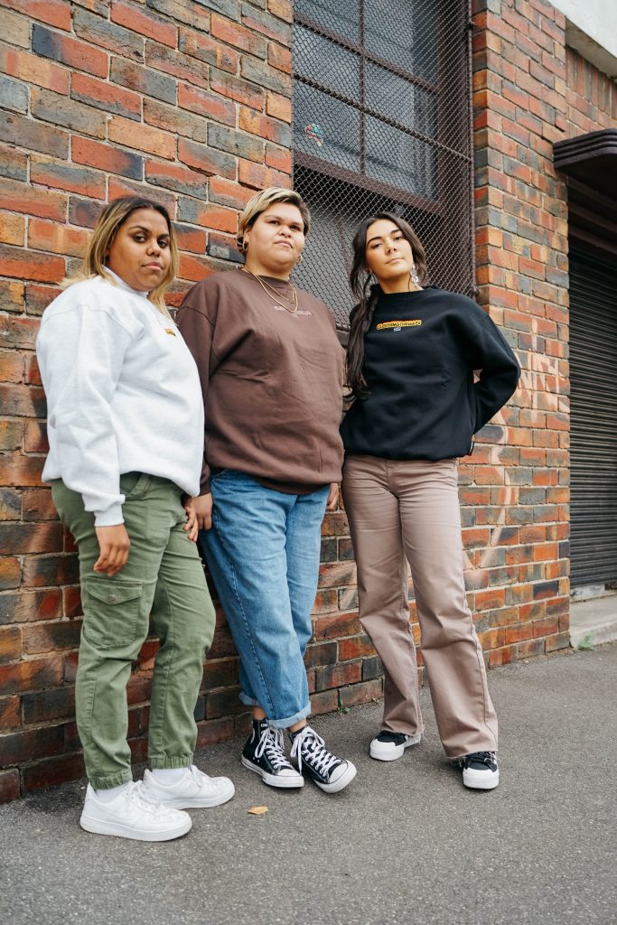 Three women wearing Clothing the Gaps windcheater