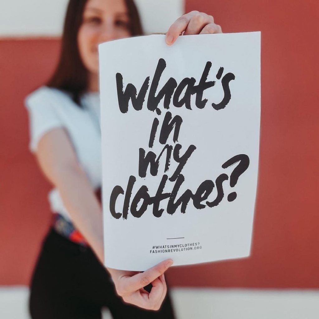"What's in My Clothes" sustainability slogan