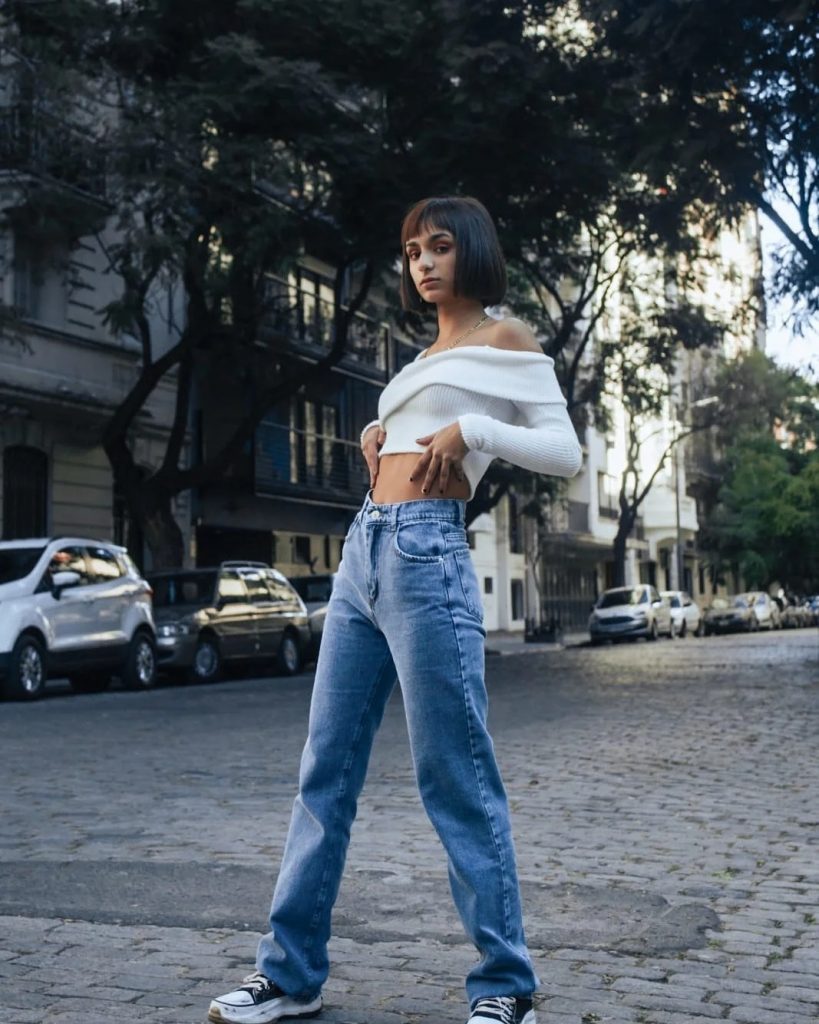wide leg jeans with crop top
