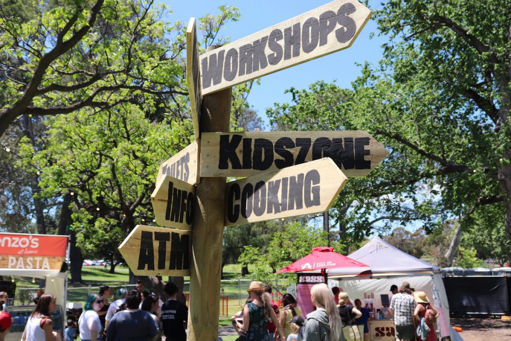 Signpost of activities at last year's Vegan Festival Adelaide